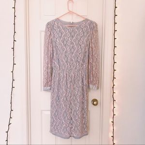 pink and grey lace dress